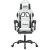 Scaun de gaming pivotant cu suport picioare alb&negru piele eco GartenMobel Dekor