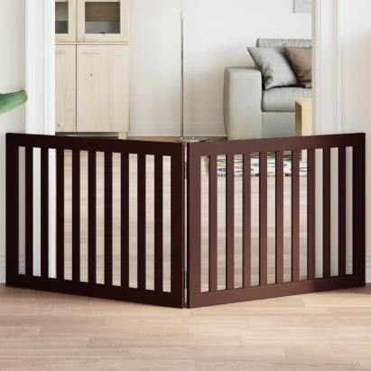 Poartă pentru câini pliabilă 2 panouri maro, 160 cm, lemn plop GartenMobel Dekor