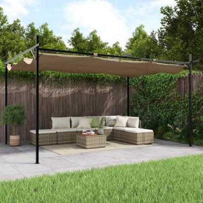 Pergola cu acoperiș retractabil, gri taupe, 395x292x230 cm GartenMobel Dekor