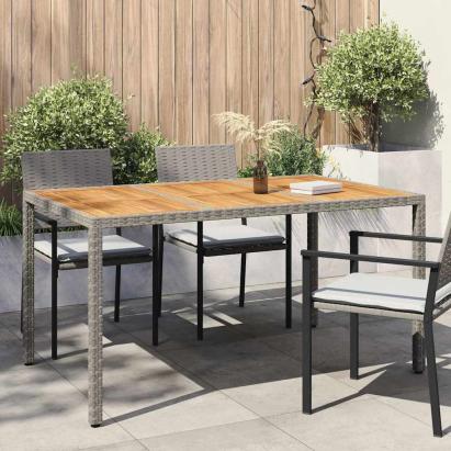 Masă de grădină pentru dining Gri 150 x 90 x 75 cm Rattan poli GartenMobel Dekor