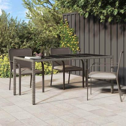 Masă de grădină pentru dining Gri 190 x 90 x 75 cm Rattan poli GartenMobel Dekor