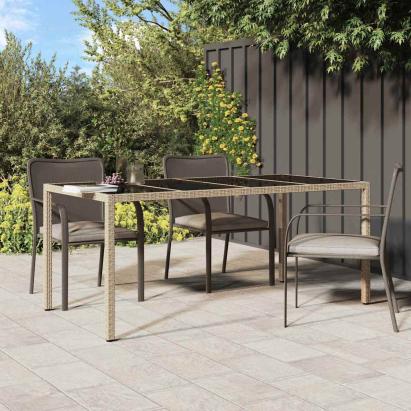 Masă de grădină pentru dining Bej 190 x 90 x 75 cm Rattan poli GartenMobel Dekor