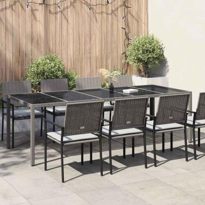 Masă de grădină pentru dining Gri 250 x 100 x 75 cm Rattan poli GartenMobel Dekor