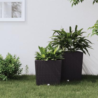 Jardinieră cu interior detașabil, maro, 21 / 32 L, PP ratan GartenMobel Dekor