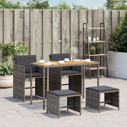 Set mobilier de grădină cu perne, 5 piese, gri, poliratan GartenMobel Dekor