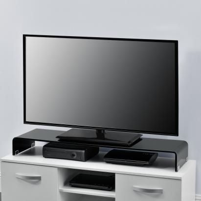 Suport pentru monitor Pretoria 120 x 30 x 13 cm sticla negru lucios lacuit [en.casa] HausGarden Leisure