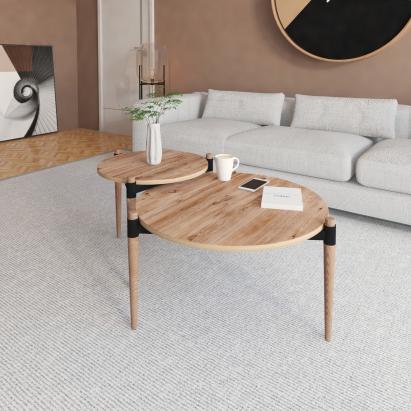 Couchtisch Kristinestad mit 2 Tischplatten Natur [en.casa] HausGarden Leisure