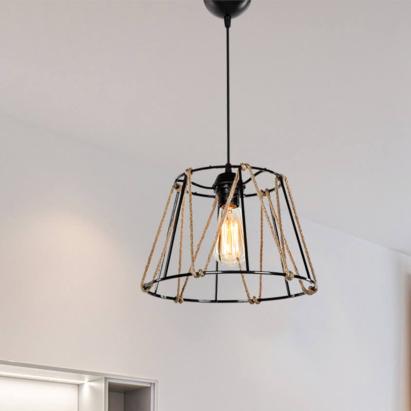 Hängeleuchte Halifax E27 Schwarz / Jutefarben [lux.pro] HausGarden Leisure