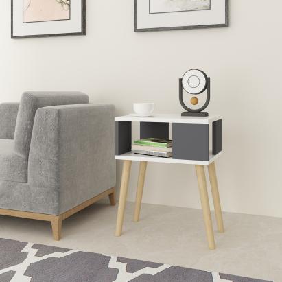 Masuta laterala Lekeberg pal lemn alb antracit natur [en.casa] HausGarden Leisure