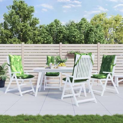 Perne de scaun spătar înalt, 4 buc, model frunze, textil Oxford GartenMobel Dekor