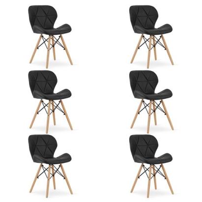 Set 6 scaune bucatarie/living, Artool, Lago, piele ecologica, lemn, negru, 47x38x73 cm GartenVIP DiyLine