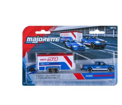 MAJORETTE TRANSPORTER SET REMORCA DE CURSE DELUXE FORD F 150 RAPTOR SI MASINUTA FORD MUSTANG GT SuperHeroes ToysZone