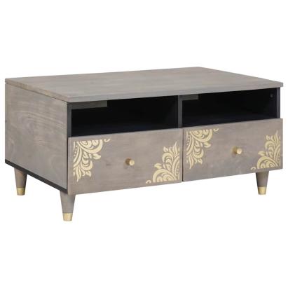 Masă de cafea cu sertar Gri 80 x 54 x 40 cm Lemn masiv de mango GartenMobel Dekor