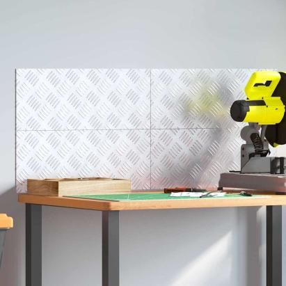 Plăci cu tablouri 4 pcs Argintiu 50 x 20 cm Aluminiu GartenMobel Dekor