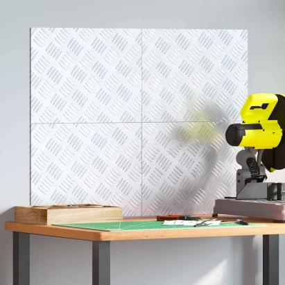 Plăci cu tablouri 4 pcs Argintiu 40 x 30 cm Aluminiu GartenMobel Dekor