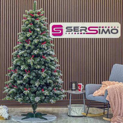 Brad artificial Sersimo, Alexima Elite, verde nins cu merisoare, mix 2D+3D, 200 cm Household NewTrend