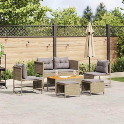 Set de canapele pentru grădină 6 pcs bej și gri deschis GartenMobel Dekor