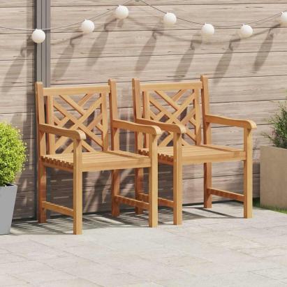 Scaune de grădină 2 pcs Maro 58 x 60 x 90 cm Lemn masiv de tec GartenMobel Dekor