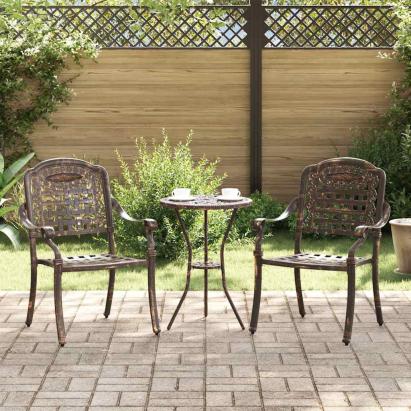 Scaun pentru Grădină 2 pcs Bronz 55 x 56.5 x 91cm Aluminiu GartenMobel Dekor