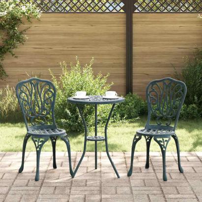 Set Bistro de Grădină 3 pcs Verde Aluminiu GartenMobel Dekor