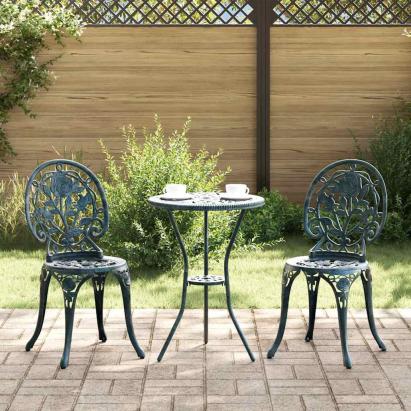 Set Bistro de Grădină 3 pcs Verde Aluminiu GartenMobel Dekor