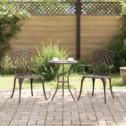 Scaun pentru Grădină 2 pcs Bronz 55 x 56.5 x 91cm Aluminiu GartenMobel Dekor