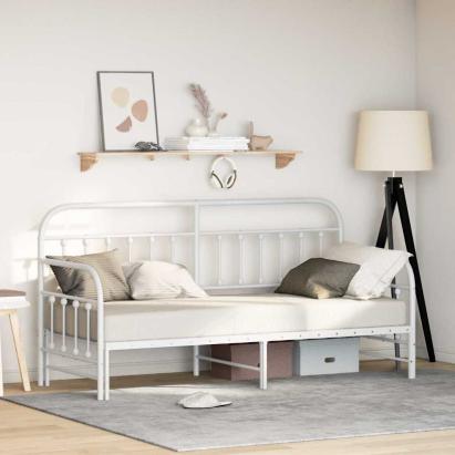 Cadru de pat de zi cu headboard Alb 80 x 200 cm Oțel GartenMobel Dekor