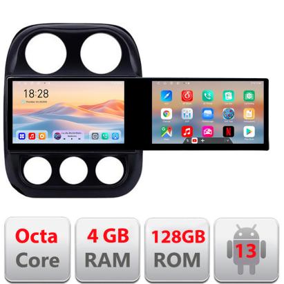 Navigatie Jeep Compass 2010-2016 Manual Kit-2500 Edotec 2 ecrane  8 core 4+128 21.6 inch Incell android Wifi 5Ghz gps internet 32 CarStore Technology