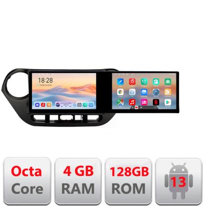 Navigatie Hyundai I10 2013-2019 Kit-HY38 Edotec 2 ecrane  8 core 4+128 21.6 inch Incell android Wifi 5Ghz gps internet CarStore Technology