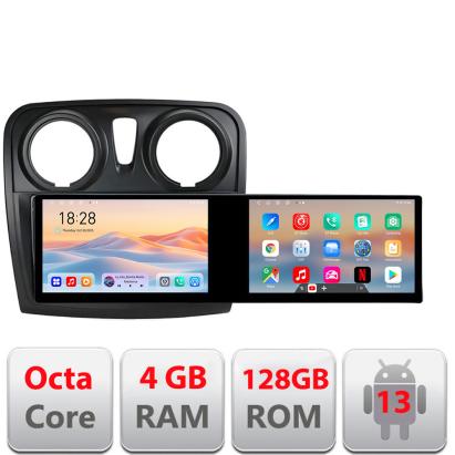 Navigatie Dacia Sandero Logan 2012-2020 Kit-sandero Edotec 2 ecrane  8 core 4+128 21.6 inch Incell android Wifi 5Ghz gps internet CarStore Technology