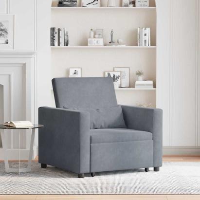 Sofa Pat Unilaterala Gri închis 90 x 165 x 87 cm Catifea GartenMobel Dekor