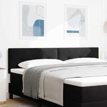 Tăblie cap Pe perete cu headboard Manual Negru 180 cm Catifea GartenMobel Dekor