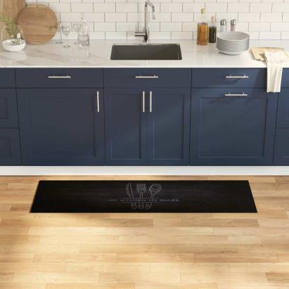 Covor de bucătărie Negru 150 x 45 cm Catifea GartenMobel Dekor