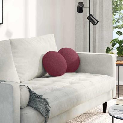 Perne de Șezut 2 pcs Roșu Vin Ø30 x 13 cm țesătură GartenMobel Dekor