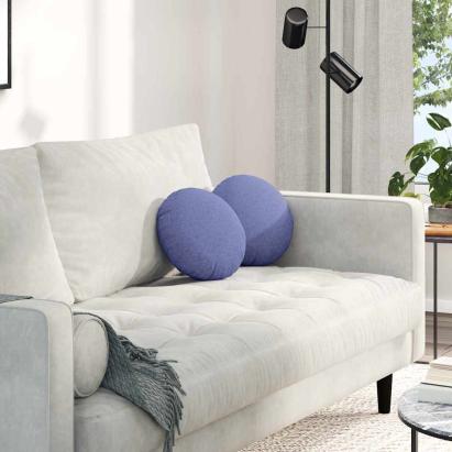 Perne de Șezut 2 pcs Albastru Jeans Ø30 x 13 cm țesătură GartenMobel Dekor