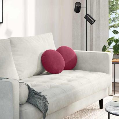 Perne de Șezut 2 pcs Roșu Vin Ø 40 x 13 cm Catifea GartenMobel Dekor