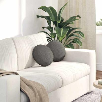 Perne de Șezut 2 pcs Gri deschis Ø 30 cm Țesătură din corduroy GartenMobel Dekor