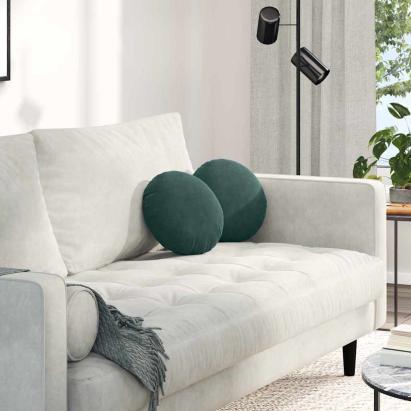 Perne de Șezut 2 pcs Verde închis Ø 40 x 13 cm Catifea GartenMobel Dekor