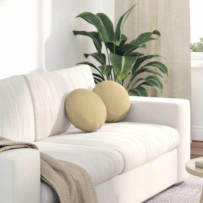 Perne de Șezut 2 pcs Gri Verde Ø 30 cm Țesătură din corduroy GartenMobel Dekor