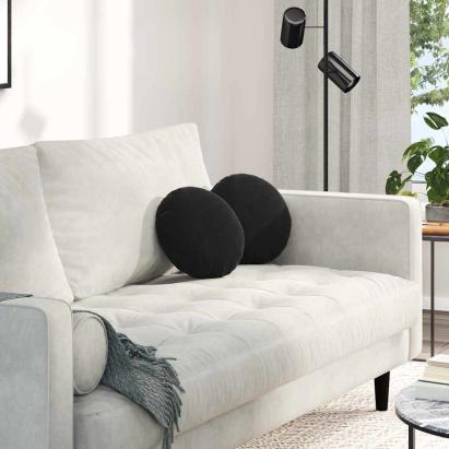 Perne de Șezut 2 pcs Negru Ø 40 x 13 cm Catifea GartenMobel Dekor