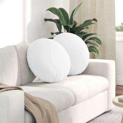 Perne de Șezut 2 pcs Alb Ø50 x 19 cm țesătură GartenMobel Dekor