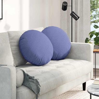 Perne de Șezut 2 pcs Albastru Jeans Ø50 x 19 cm țesătură GartenMobel Dekor