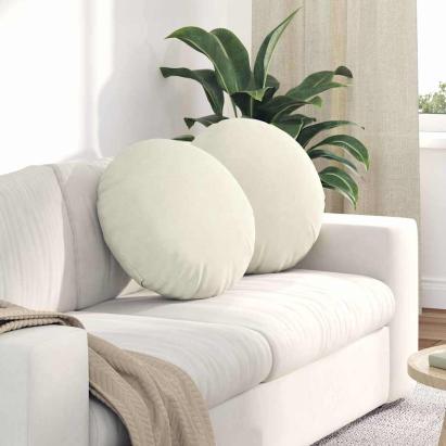 Perne de Șezut 2 pcs Crem Ø 40 x 13 cm Catifea GartenMobel Dekor