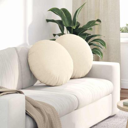 Perne de Șezut 2 pcs Crem Ø 50 cm Țesătură din corduroy GartenMobel Dekor