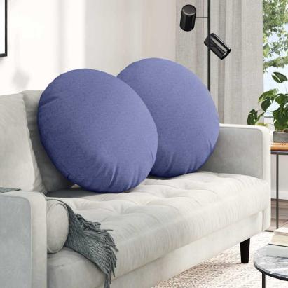 Perne de Șezut 2 pcs Albastru Jeans Ø60 x 21 cm țesătură GartenMobel Dekor