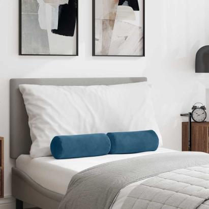 Perne Bolster 2 pcs albastru Ø 15 x 40 cm Țesătură din corduroy GartenMobel Dekor