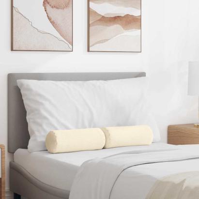 Perne Bolster 2 pcs Crem Ø 15 x 40 cm Țesătură din corduroy GartenMobel Dekor