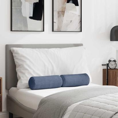 Perne Bolster 2 pcs albastru Ø 15 x 40 cm Țesătură din corduroy GartenMobel Dekor