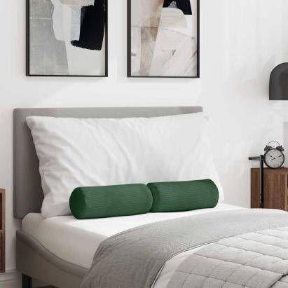 Perne Bolster 2 pcs Verde închis Ø 15 x 40 cm GartenMobel Dekor