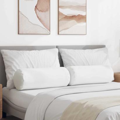 Perne Bolster 2 pcs Alb Ø 25 x 70 cm țesătură GartenMobel Dekor